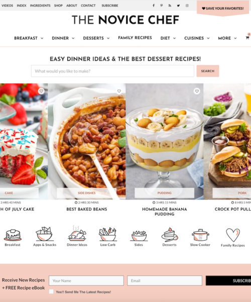 The Novice Chef Homepage